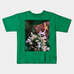 Silver-Spotted Skipper Butterfly. Macro Photograph Kids T-Shirt